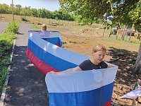 В парковой зоне ДШИ с.Елшанка, работники СДК провели флэш-моб «Я поднимаю свой флаг»