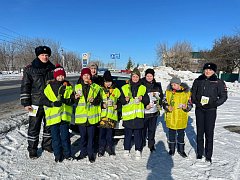 Госавтоинспекция совместно с представителями «Дорожного патруля» и отрядами юных инспекторов движения провели акцию «Цветы для автоледи»